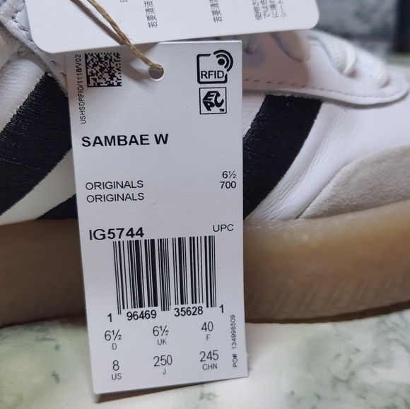 Adidas samba Original Leather Shoes..Size 8 White Black Gum - Picture 10 of 10